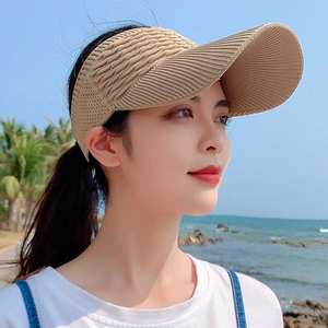 Fashion Folds Design Unisex Empty Top <b>Hat</b> <b>Summer</b> Solid Color Large Brim Sunscreen Adjustable Outdoor Sports Casual Party Fishing - Product Image 3