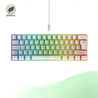 Nouveau clavier de jeu ergonomique filaire RGB à 61 touches, rétroéclairage LED USB, clavier mécanique portable