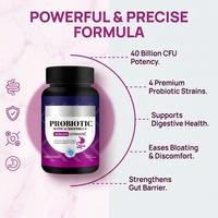Cápsulas de Suplemento Digestivo Probiótico de Marca Privada OEM con 40 Mil Millones de UFC y Vitaminas para la Salud Intestinal de Adultos