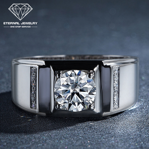 Factory <strong>Price</strong> Men's Fine S925 Silver 9k 10k <strong>14k</strong> 18k 24k Pure <strong>Gold</strong> <strong>White</strong> Yellow 1 Carat Moissanite Natural Diamond Wedding Ring - Product Image 2