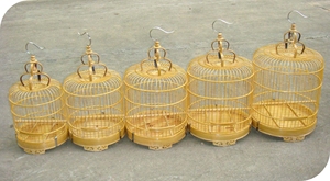 Set di bambù di fabbrica 3-in-1 gabbia per uccelli grande Villa gabbia per l'allevamento prodotti per animali domestici rotondi Set cinque in uno 100% gabbia per uccelli in bambù