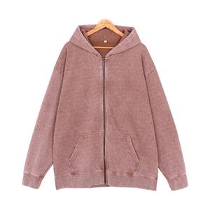 Femmes automne hiver pull à glissière <span class=keywords><strong>manteau</strong></span> couleur unie à capuche Cardigan doublure respirant décontracté sport veste hauts avant lavé - Product Image 4