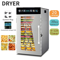 6-18 Trays Droogmachine voor fruit, groenten, dierenvoer, multi-tray voedseldroogmachine