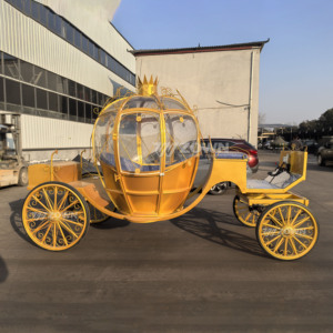 Customizable golden Wedding <b>Bridal</b> Carriage Pumpkin Style Special Transportation horse-drawn carriage for Weddings - Product Image 5