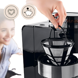 Machine à café <span class=keywords><strong>avec</strong></span> moulin, machine à café à filtre <span class=keywords><strong>avec</strong></span> carafe en verre, 1000W, <span class=keywords><strong>avec</strong></span> écran tactile <span class=keywords><strong>et</strong></span> fonction minuterie, capacité de 1,5L d'eau - Product Image 5