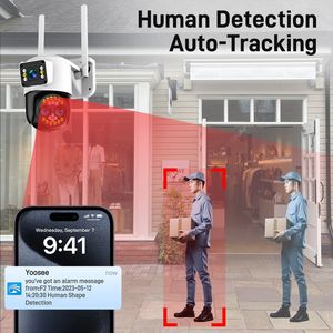 كاميرا أمان خارجية بدقة 8 ميجابكسل مع تكبير 10x وواي فاي، 3 عدسات و<span class=keywords><strong>2</strong></span> شاشة، صوت ثنائي الاتجاه، كشف الحركة، كاميرا أمان لاسلكية IP - Product Image 4