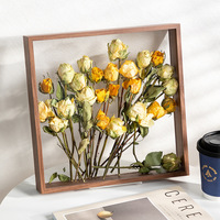 Boîte à souvenirs en bois transparente avec photo flottante personnalisée, décoration de fleurs séchées, cadre en acrylique, boîte à ombre
