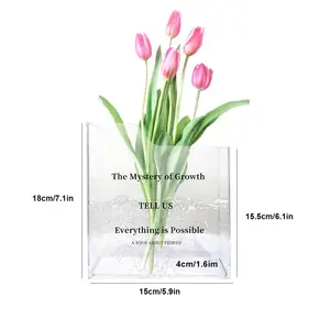 2024 yeni ürün kitap vazo Ins sıcak satış çiçek standı dekoratif şeffaf
