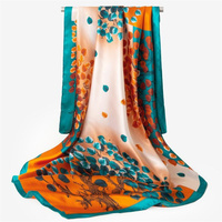 Foulard personnalisé en polyester marron clair à pois pour femmes 90cm avec impression numérique