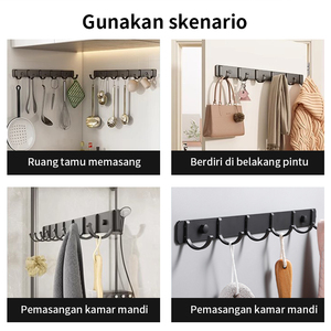 Pano.V New High Quality Space Aluminum Hanging Clothes 4/6 Plain Finish <b>Bathroom</b> Toilet Door Back Row Hanger <b>Hook</b> - Product Image 3