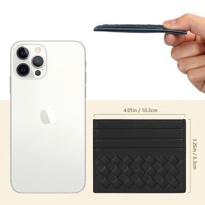 फैशन स्लिम पुरुषों को बुने वाले पु चमड़े के आईडी कार्ड धारक कारखाने कस्टम थोक न्यूनतम व्यापार बटुआ - Product Image 2