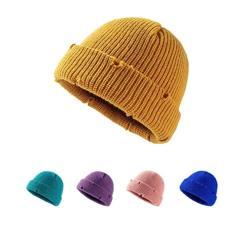 Moda tasarımcısı Unisex Retro kafatası kapaklar kısa kış sıcak Vintage örme şapka sıkıntılı bere