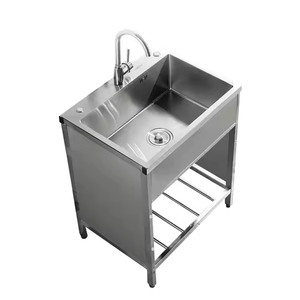 Fregadero de cocina de un solo cuenco de acero inoxidable independiente para uso comercial en restaurantes, fregadero de utilidad para lavado al aire libre - Product Image 3
