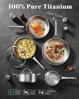 Ensemble de casseroles en titane pur OEM, 8 pièces, finition martelée, antiadhésif, sans revêtement, intérieur sans rivets, compatible induction