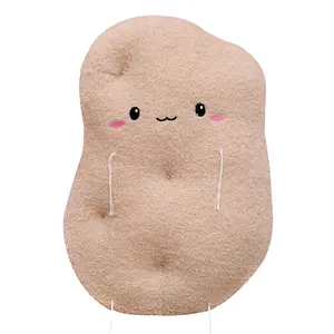 Kawaii Khaki Potato Shape Couch Bed Decor Food Plushie Throw Cushion with Vivid Expression 15.7 Inch Decorative Pillow for Baby