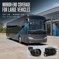 Moniteur de recul latéral pour véhicule 12,3 pouces 2CH AHD 1080P avec deux caméras miroir IP69K et système d'angle mort pour camion, bus, camping-car, remorque