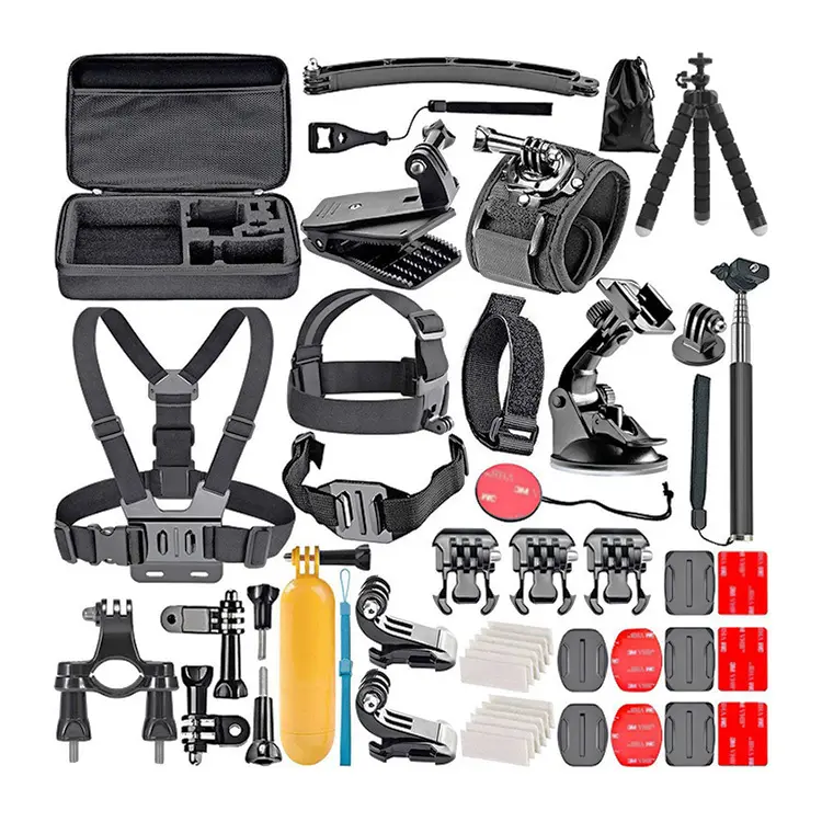 50 In 1 Kit di accessori per Action Camera Set treppiede Floaty Stick Head Strap flessibile Selfie Stick Bike Mount per Gopro 10 9 8 7 6