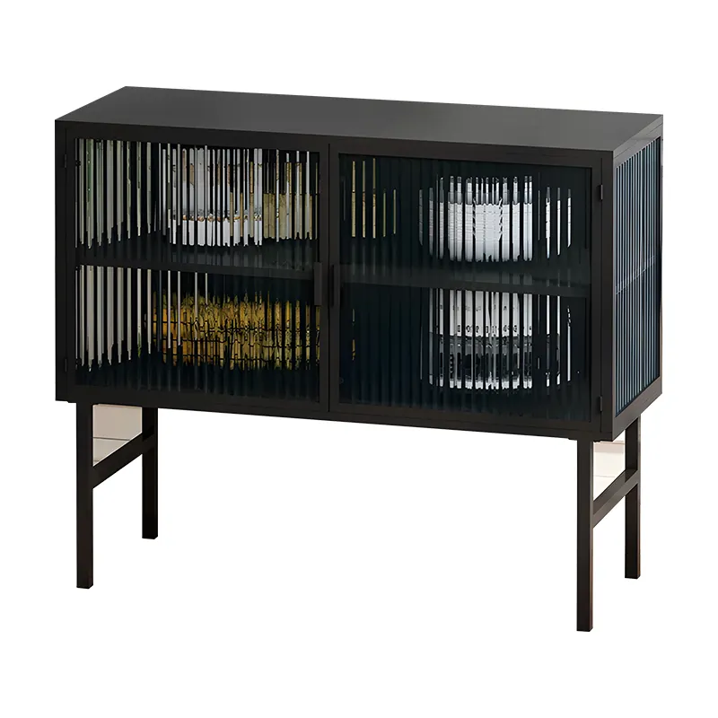 GD стальной шкаф для хранения Низкий шкаф для гостиной мебель металлический шкаф черный цвет стеклянный шкаф с высокими ногами