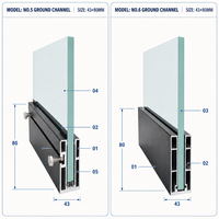 Rail de balcon en aluminium en forme de U pour balustrade en verre sans cadre à montage en surface