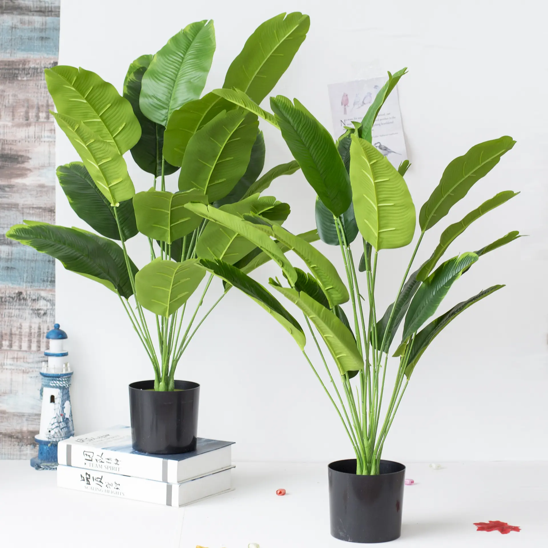 Vaso de palmeira artificial para pássaros do paraíso, planta de bananeira falsa para decoração interna e externa, palmeira de viajante falsa