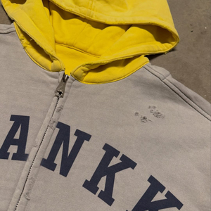 QYOURECLO Custom Distressed Washed Color Block Thick Cotton Hoodies Men Screen Printed Oversized Zip up Hoodie - Product Image 2