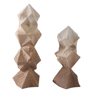 Sculture Geometriche a Torre, Statuette Astratte Moderne in Poliresina Texturizzata per Arredamento Casa, Soggiorno, Ufficio, Scaffale - Product Image 2