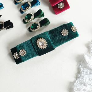 Pinzas para el pelo con diamantes de imitación y Lazo de terciopelo Vintage para mujeres, niñas, niños, elegantes accesorios para el cabello de <span class=keywords><strong>Boutique</strong></span> - Product Image 6