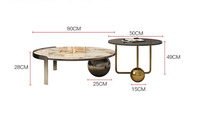Table basse moderne pour salon, pieds en acier inoxydable, plateau en pierre frittée, table basse ronde