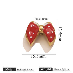 Enamel Bowknot Beads Bouquet | 18K Gold Plated Ribbon Bow Charm for DIY <b>Bracelet</b> Necklace & Jewelry Making | Waterproof, Durable - Product Image 6