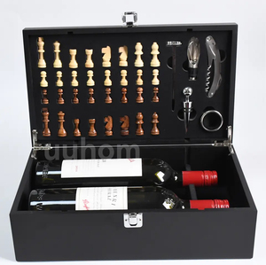 Juego de Regalo de Sacacorchos Manual para Botellas de Vino con Caja de Madera de Ajedrez, Sacacorchos para Botellas de Vino, Kit de Sacacorchos de Acero Inoxidable - Product Image 2