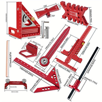 Kit d'outils de mesure en alliage d'aluminium 10 pièces pour la menuiserie avec boîte de rangement, planche de planification de projets et kit d'assistance pour le jointement