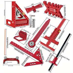 Kit d'outils <span class=keywords><strong>de</strong></span> mesure en alliage d'aluminium 10 pièces pour la menuiserie avec boîte <span class=keywords><strong>de</strong></span> rangement, planche <span class=keywords><strong>de</strong></span> planification <span class=keywords><strong>de</strong></span> projets et kit d'assistance pour le jointement - Product Image 3