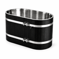 Baignoire de récupération verticale de luxe noire en bois, bassin en acier inoxydable 304, pod professionnel pour thérapie par immersion à l'eau froide