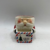 Mug à café en céramique peint à la main avec porte-biscuits Père Noël