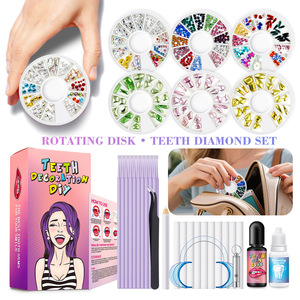 Diamond Tooth Gem <b>Kit</b> with Crystal Charms, Dental Drill Tool Set Rhinestone Flatback for Teeth Piercing <b>DIY</b> - Product Image 1