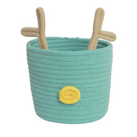 Panier de rangement en corde de coton bleue pour cadeaux de Noël, panier à chaussettes du Père Noël
