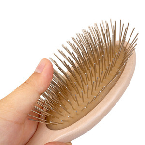 Herramienta de aseo para mascotas, cepillo de acero inoxidable para cortar el pelo de perros, de madera - Product Image 2