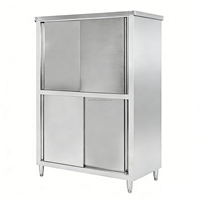 Armoire de rangement robuste en acier inoxydable à 4 niveaux, armoire de cuisine autonome pour restaurant, hôtel, cantine