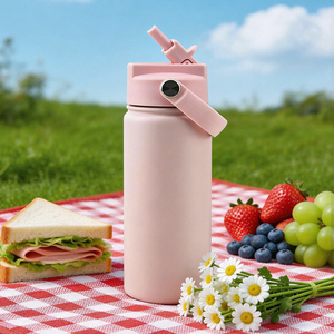 Botellas de agua deportivas personalizadas de 18 oz, termo a prueba de fugas, libre de BPA, botella térmica de acero inoxidable para gimnasio y viajes con pajita. - Product Image 3