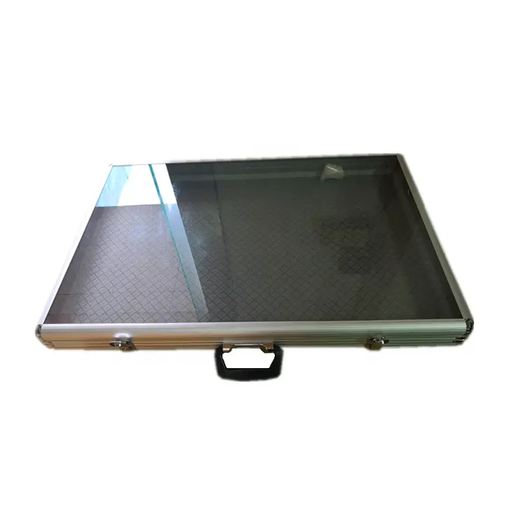 Besar Tahan Lama Kaca Transparan Cover Trim Aluminium Sampel Alat Display Case