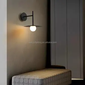Indoor Wall Lamp Modern Aluminum And Glass Sconces Lamp Decorative Wall Sconce Bedroom Led Wall Lamps In Black