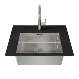 Fregadero de Cocina de Acero Inoxidable, 27 x 19 Pulgadas, de un Solo Tazón, para Instalar Bajo Encimera, Rectangular Moderno, Hecho a Mano, Superficie Pulida - Product Image 1