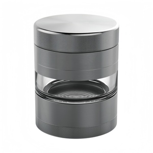 Matte Black Aluminum Hemp <b>Herb</b> <b>Grinder</b> 5 Part Spice Tobacco Mill with See-through Chamber for Smoking - Product Image 3