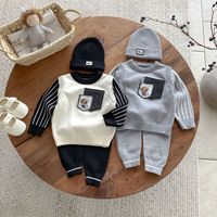 Ensemble Bébé Garçon Angou RTS 6M-3Y – Pull, Pantalon et Faux Blouson à Motifs de Dessins Animés pour Enfants