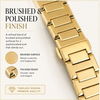Bracelet de montre en acier inoxydable doré de qualité supérieure, bracelet de remplacement classique en métal à maillons, fermoir pliant, bracelet de luxe