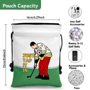 Boshiho Customized PU Leather <b>Golf</b> Valuables Pouch Durable Drawstring Closure for Ball Storage Personalized and Versatile - Product Image 1