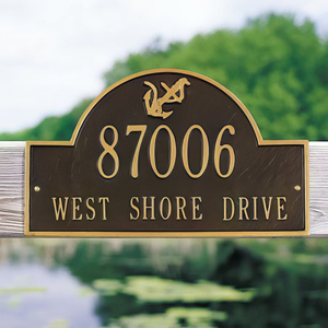 <span class=keywords><strong>Plaque</strong></span> de numéro de maison classique en bronze profond avec lettrage doré surélevé, panneau d'adresse personnalisé pour montage mural extérieur en pierre - Product Image 2