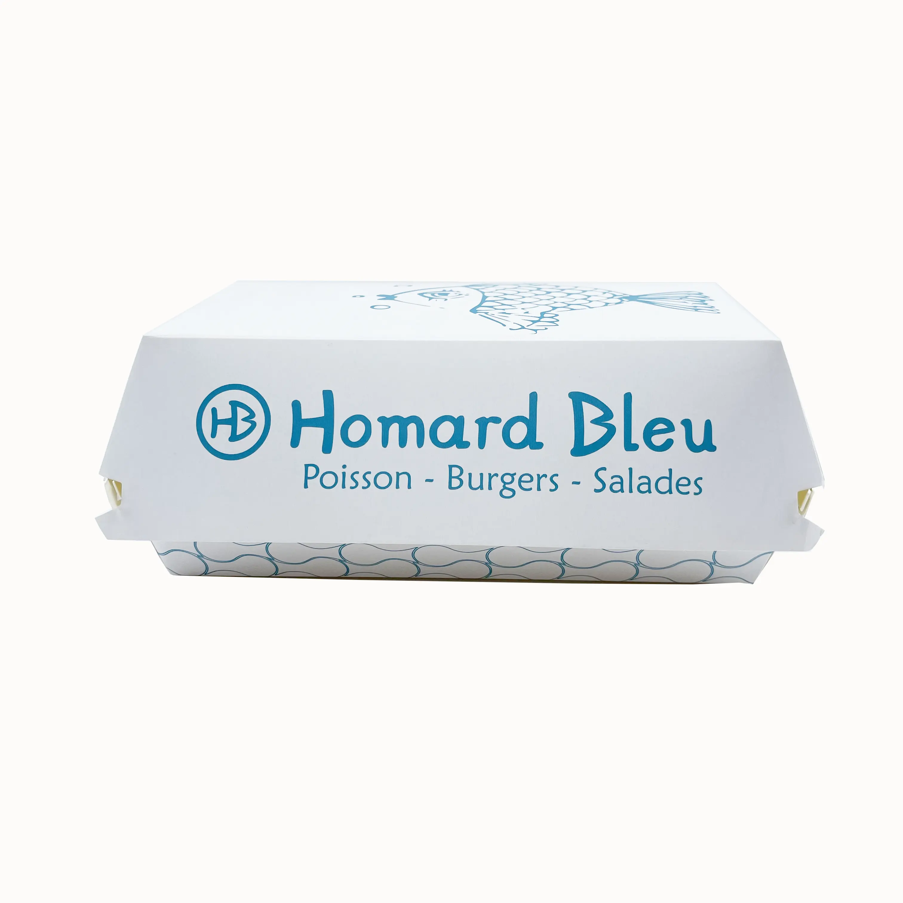 Boîte à hamburger en papier carton blanc de grande taille Récipient pour aliments à emporter Boîte à frites et hamburger