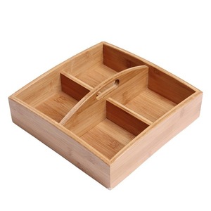 Caja de Bambú con Múltiples Compartimentos y Tapa, Rectangular, Hecha a Mano, para Guardar Refrigerios y Frutas, Uso Doméstico - Product Image 2