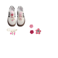 Bellaqueo 38 pièces de luxe en métal Bling chaussures breloques pour femmes sabot breloque dentelle Clips et lacet accessoires Kit
